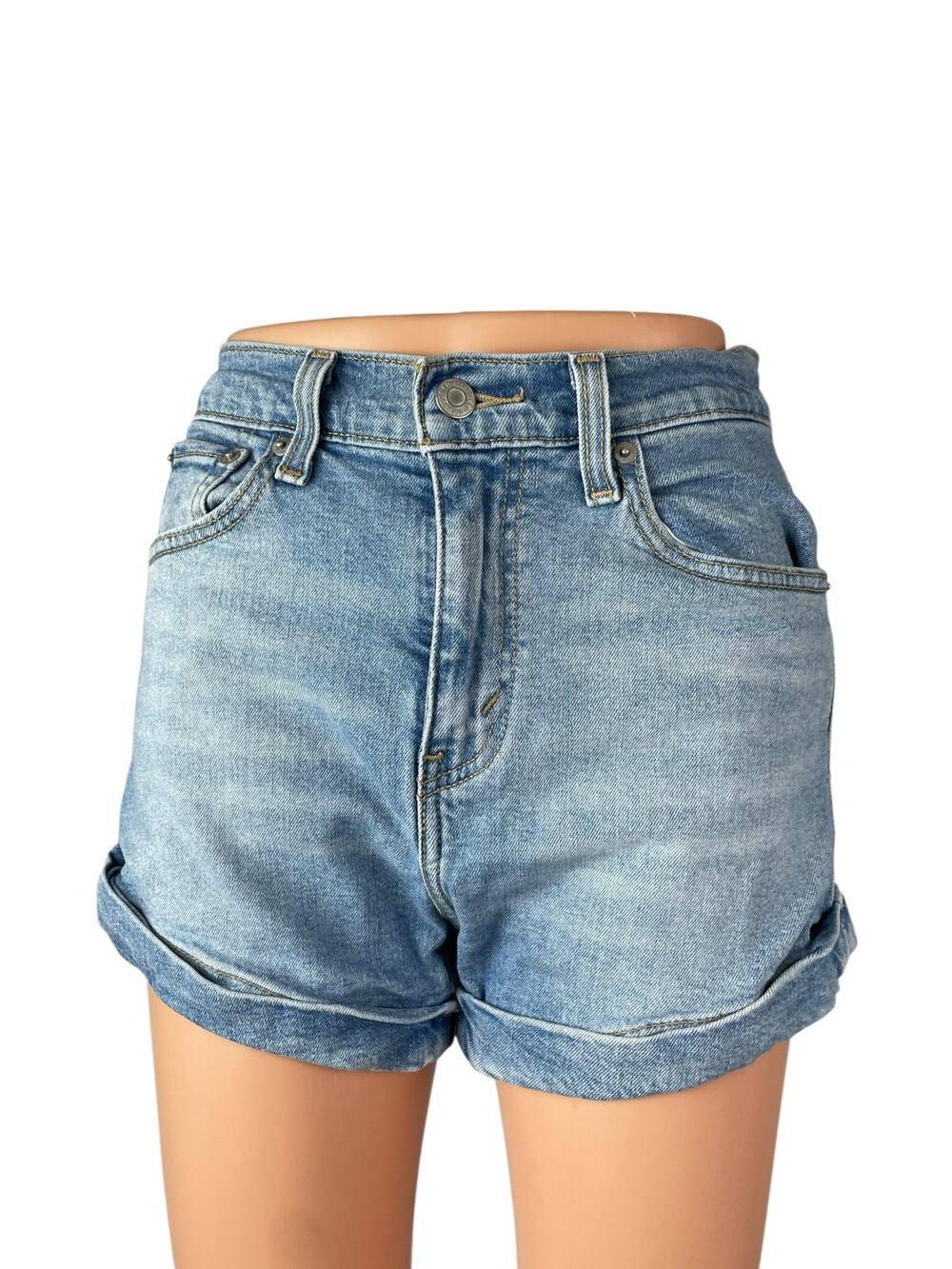 Levi's Women's Blue Cuffed High Waisted Medium Wash Denim Jean Shorts Size 26